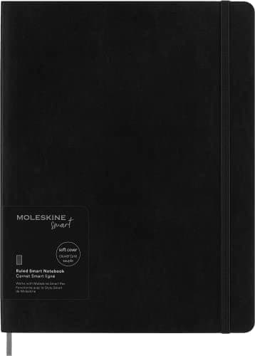 Moleskine Smart Notebook, Sistema di Smart Writing, Smart Notebook con Copertina Morbida, Pagine a Righe e Chiusura Elastica, Formato XL 19 x 25 , Colore Nero