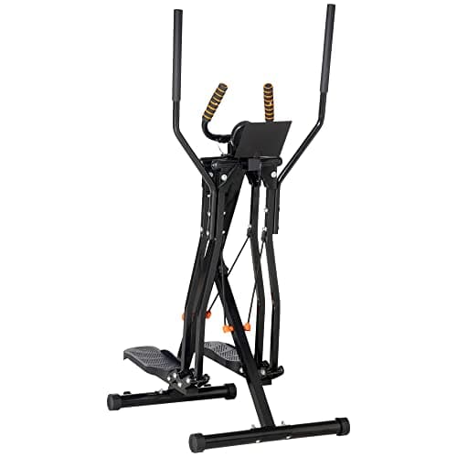 HOMCOM Cyclette Ellittica per Casa e Palestra con 4 Livelli di Resistenza, Monitor LCD e 2 Ruote, in Acciaio e ABS, 90x62x150 cm, Nero
