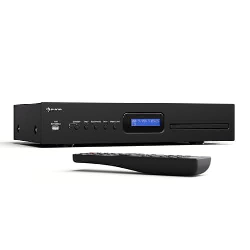 Auna Art22 - Lettore CD HiFi Slot-In, Ingresso USB, Riproduzione CD-MP3, Telecomando, Uscite Ottiche & Coassiali, 130W, Nero