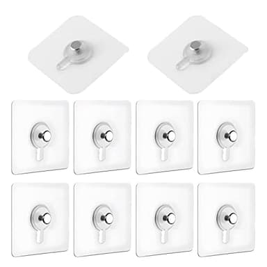 10 Pezzi Gancio Viti Autoadesive, Appendi Quadri Senza Chiodi, Ganci Adesivi Trasparenti Impermeabile, per Appendere Quadri, Foto, Pittura, Orologio, No Foratura