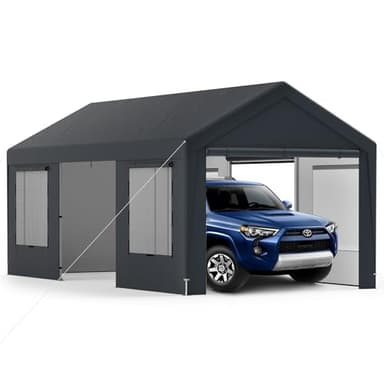 SOARS Carpot - Riparo per auto, 300 x 595 x 280 cm, tenda per garage, capannone auto da esterno con telaio in metallo e copertura PE resistente alle intemperie, per feste, auto, bicicletta, moto,