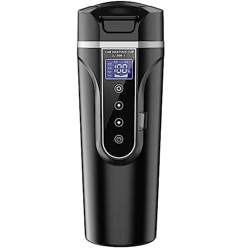 Bollitore da Viaggio per Auto 12V/24V, 500ml Bollitore Elettrico per Auto/Camion, Bollitore Riscaldato per Veicolo con Display LCD, Tazza Riscaldante per Auto,Tazza elettrica da Auto portatile Acciaio