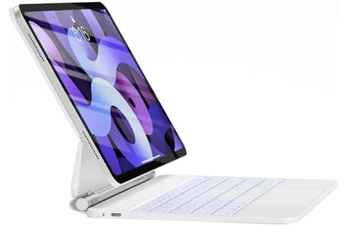 HOU tastiera per iPad Air 11"(M2 2024/M3 2025)/Air 5th/Air 4th generazione iPad Pro 11" (4a/3a/2a/1a) generazione,design magnetico galleggiante,trackpad e tastiera Disposizione italiana,bianco