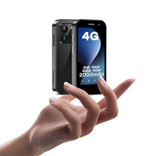 JoyZap Mini 4G Smartphone sbloccato, display da 3.0 pollici, batteria da 2000mAh, corpo sottile, fotocamera da 5MP, Android 9.0, Quad-Core, Dual SIM, 32GB RAM Telefono per bambini (3+32G Nero)
