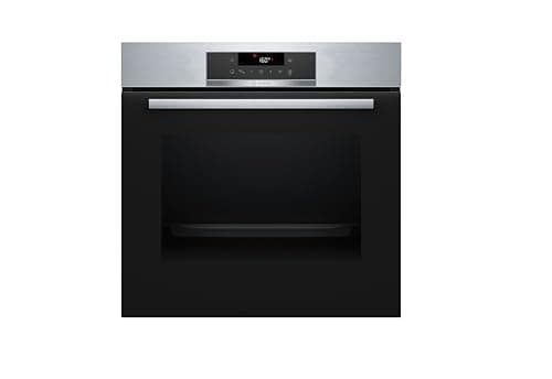 Bosch HBF114BS1 Serie 2, Forno da incasso, Cottura uniforme fino a 3 livelli, Manopole a scomparsa, Display digitale LED rosso, Idrolisi, Acciaio, 60 x 60 cm, Versione Esclusiva Amazon