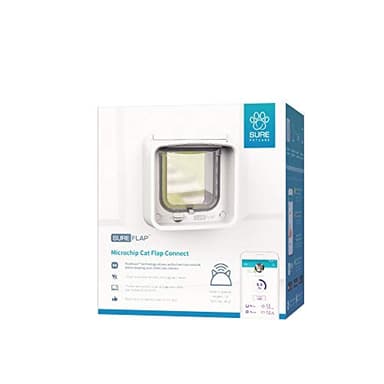 Gattaiola con lettore di microchip Connect SureFlap Sure Petcare, tecnologia DualScan, compatibile con App mobile, colore Bianco, richiede Hub e 4 batterie AA (non incl.)