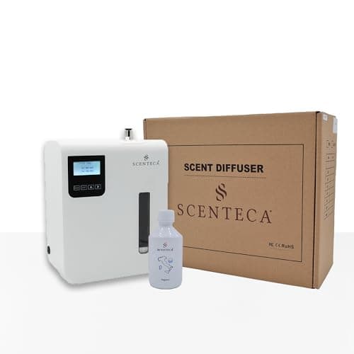 SCENTECA diffusore di fragranza AD-P3 per uso domestico e commerciale nebulizzazione collegabile hvac, copertura fino a 100 mq / 300 mc, fragranza 100 ml inclusa "The Bianco e Fiori di Primavera"