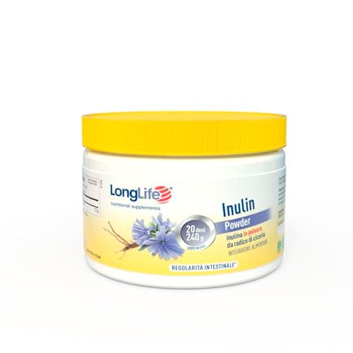 LongLife® Inulin Powder | Integratore di inulina | Regolarità dell' intestino | Fibra solubile 100% di origine naturale | Pratico formato in polvere | Vegano e senza glutine