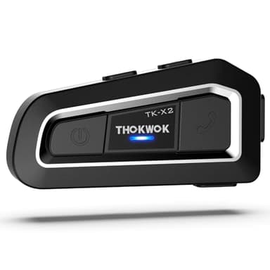 THOKWOK Interfono Moto Bluetooth, TK-X2 Auricolare per Casco Moto 3 Motociclisti, Cuffie per motociclo 1000M Sistema di Comunicazione con Suono Stereo Hi-Fi/DSP&CVC/Radio FM, Universale Motoslitta/ATV