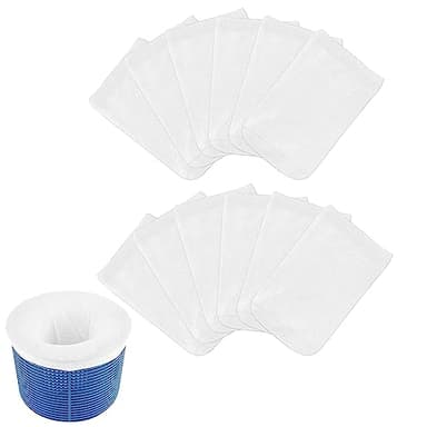 OFFCUP Calzini da Skimmer per Piscina, 20Pcs Skimmer Piscina, Pool Skimmer Socks, Calze da Filtro per Piscina, Filtro Skimmer Piscina per Rimuovere Detriti Foglie Capelli Insetti, Bianco
