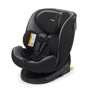 Foppapedretti Seggiolino Auto Circle I-Size, Seduta Girevole a 360°, per bambini da 40 a 150 cm di altezza, 0-12 anni, conforme ECE R129, Fissaggio Isofix e TopTether, Safe Body Protection, Carbon