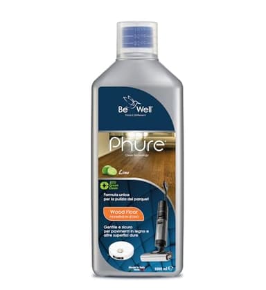 PHURE Detergente Concentrato per Robot Lavapavimenti e Aspirazione con Igienizzante Multisurface 1000ml pulizia senza aloni e sostenibile Adatto a tutti i Robot (WOOD - PARQUET, Lime)