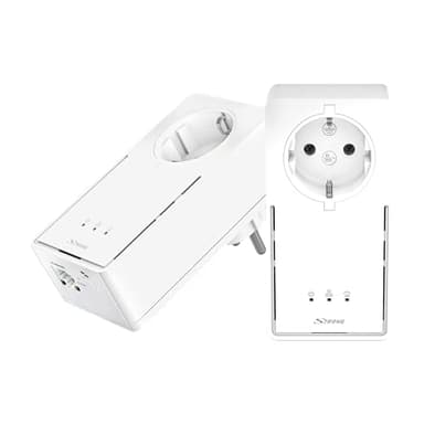 Strong POWERL2000DUOEU, Powerline 2000 - Kit adattatore di rete (fino a 2000 Mbit/S, presa integrata, LAN Fast Ethernet, Powerlan), colore: Bianco