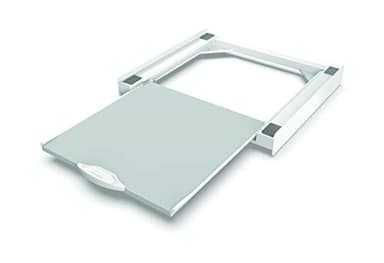 MELICONI TORRE PRO L60 - Kit di Sovrapposizione Lavatrice Asciugatrice Universale, Supporto Premontato con Ripiano Estraibile in Legno, Cinghia di Sicurezza Inclusa, Portata 250 Kg