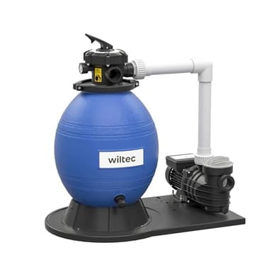 Wiltec Filtro a Sabbia per Piscina, 550 W, Serbatoio filtrante 38 l, Pompa Piscina autoadescante 18.000 l/h