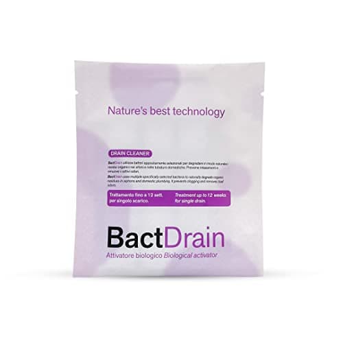 BactPro - BactDrain - Pulizia e manutenzione di sifoni e tubature - Elimina cattivi odori e intasamenti dall’impianto di scarico - Trattamento fino a 12 settimane - Attivatore Biologico - 12 compresse