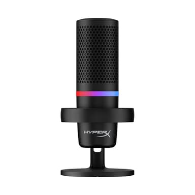 HyperX DuoCast, Microfono da gaming, USB a condensatore, Illuminazione RGB, ShockMount, Cardioide, Omnidirezionale, FiltroPop, Streaming, Podcast, Twitch, YouTube, Discord, per PC, PS5, PS4, Mac, Nero