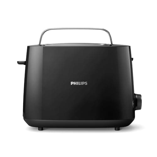 Philips Tostapane - 2 Fette, 8 Impostazioni, Scongelamento e Scalda Brioche Integrato, Leva di Sollevamento, Auto Spegnimento, Nero (HD2581/90)