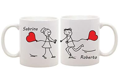 t-shirteria Coppia di tazze amore - personalizzabili con il [NOME] - idea regalo per l' innamorato - san valentino - una personalizzazione unica per la coppia