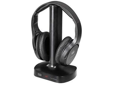 Trevi FRS 1480 R Cuffie TV Wireless Senza Fili, Portata Fino a 30 Metri, Ideale per TV e Hi-Fi, Ingresso Ottico e Uscita RCA, Batteria Ricaricabile, Alimentatore Base e Cavo Ottico in Dotazione