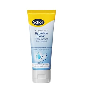 Scholl Crema Hydration Boost, Crema Piedi Arricchita con Urea, Glicerina e Skin Conditioning Complex per Idratare la Pelle Secca Idratazione Profonda per Piedi più Morbidi e Lisci, 75ml