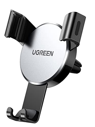 UGREEN Supporto Telefono Auto gravità in Alluminio, Porta Cellulare Macchina Bocchette d'Aria, per iPhone 16 15 14 13, Galaxy S24 Ultra A14 A34, Xiaomi/Redmi Note, Oppo ECC. Grigio