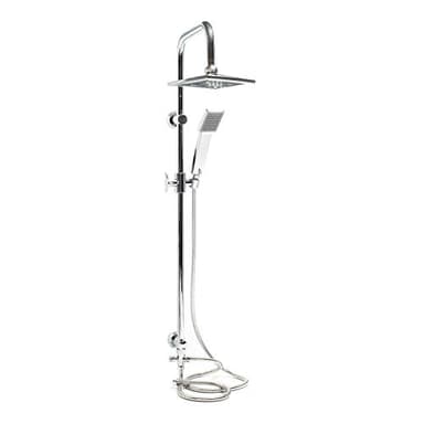 Wiltec Colonna doccia con soffione quadrato, doccetta, asta saliscendi, cromo