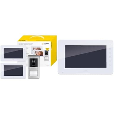 VIMAR K42931 Kit videocitofono bifamiliare, videocitofoni con tastiera capacitiva K42932 Monitor supplementare con tastiera capacitiva vivavoce a colori LCD 7" per kit videocitofonico