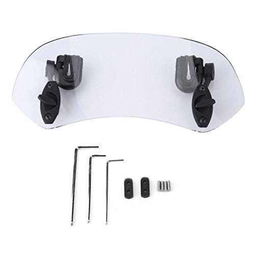 Spoiler per parabrezza, parabrezza regolabile per moto, deflettore d'aria per parabrezza con bracci di estensione e doppie cerniere per migliorare la sicurezza stradale(Trasparente)