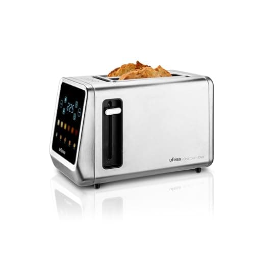 Ufesa One Touch Duo – Tostapane Digitale 850W, 2 Fessure, Schermo LED, 6 Livelli, Funzioni Pane, Bagel, Muffin, Waffle, Riscaldamento, Scongelamento, Memoria, Vassoio Raccoglibriciole