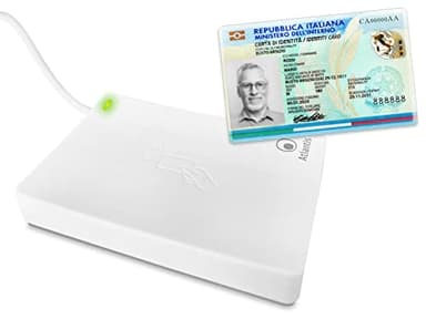 ATLANTIS lettore cie 3.0 carta d'identità elettronica italiana,per INPS,Ag. delle entrate, INAIL,Fascicolo sanitario,ANPR Lettore smartcard contactless nfc per PC, collegamento USB,Bianco,P005-CIED311