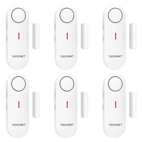 TECKNET Allarme Casa Senza Fili, Mini Sensori Allarme Porte E Finestre, Allarme & Campanello 2-in-1, Controllo del Volume a 3 Livelli, Sistema di Allarme per Casa, Negozio, Ufficio, Garage (6 PCS)