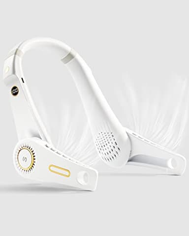 ESSAGER 2023 NEW Ventilatore da Collo Portatile, Ventilatore da Silenzioso Ricaricabile USB, Ventilatore Senza Lama a Girevole, 5 Velocità e Display LED per Ufficio, Viaggi, Aria Aperta e Sport