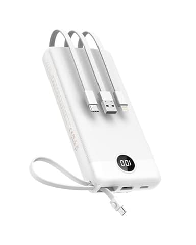 VEEKTOMX Power Bank 20000mAh Powerbank con Cavi Integrati Caricatore Portatile USB C Batteria Esterna con 5 Uscite e 2 Ingressi Compatibile con iPhone Samsung Huawei Xiaomi(20000mAh-Bianco Ghiacciaio)