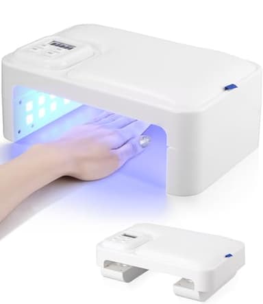 Zounin Lampada LED UV da 180 W, per unghie in gel, pieghevole, portatile, professionale, veloce e veloce, con 4 timer, lampada per asciugare le unghie con sensore, display LCD per unghie in gel,