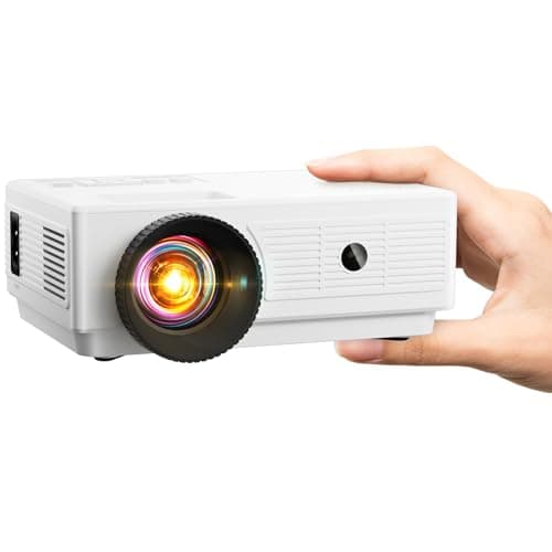 Konsoefuly Home Theater Proiettore Portatile - Mini Proiettore HD 1080P Supportato, Videoproiettore 15000 Lux, ±30° Keystone, 50% Zoom, Compatibile Con iOS/Tablet/Laptop/PC/TV Stick/Box/Unità USB/DVD