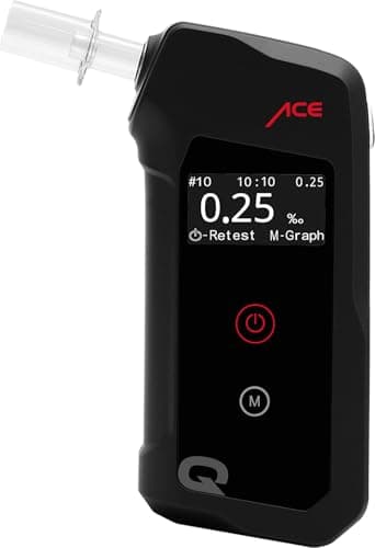 ACE Q Etilometro - Etilometro con memoria e display OLED - calibrato per l'uso da parte della polizia - Etilometro per auto e feste