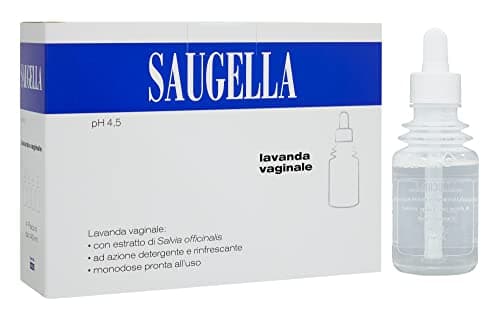 Saugella Lavanda Vaginale ad Azione Detergente e Rinfrescante con Estratto di Salvia, Monodose Pronta all'Uso, 4 Confezioni da 140 ml