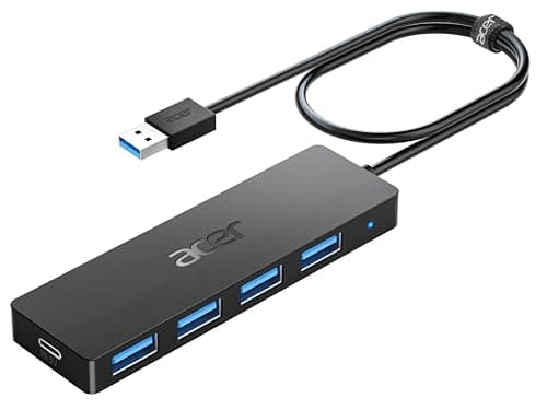Acer Hub USB 3.0 con 5 Porte, Sdoppiatore Multi USB 3.0 Adattatore USB alta Velocità 5Gbps, Compatibile con MacBook Pro Air iMac Surface Laptop Chiave USB Disco Rigido Tastiera(60cm)