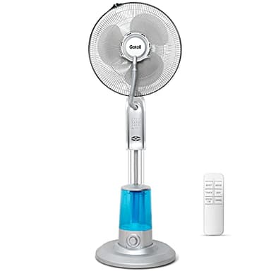 Gotoll 75 W Ventilatore Nebulizzatore,40cm Ventilatore a Piantana con Telecomando,Ventilatore con Nebulizzatore ad Acqua 3,2 L,3 Modalità e Velocità,70° Oscillante y Timer 7,5H