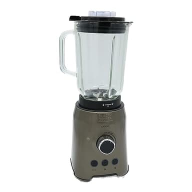 BLACK+DECKER BXJB1200E - Frullatore da 1200 W, ciotola in vetro da 1,5 L, 3 programmi+velocità regolabili, 6 lame antimpronta in acciaio inossidabile, nero e acciaio inossidabile