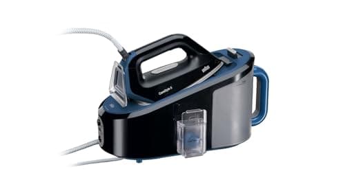 Braun CareStyle 5 IS5145.BK Ferro da Stiro con Caldaia, a carica continua, Serbatoio 2 Litri Removibile, Getto di Vapore 500 g/min, Autospegnimento, Nero/Blu
