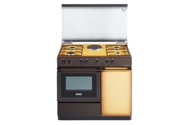 De Longhi SEK 8541 N ED - Cucina a gas con forno elettrico grill, 90x50 cm, Vano portabombola, Beige/Marrone