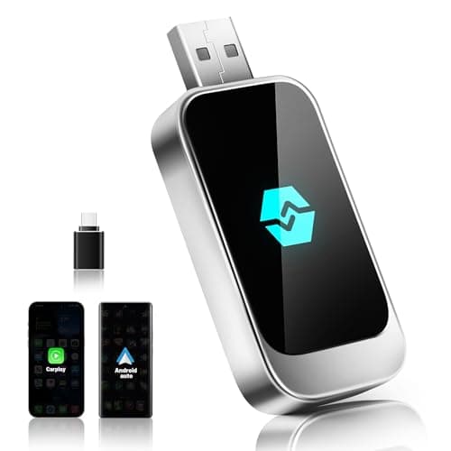 Adattatore Wireless Android Auto & CarPlay, Stick 2 IN 1 che Converte Android Auto/CarPlay Cablato in Wireless per Auto con AA & CarPlay, USB C/A, Plug and Play, Supporta iOS 10+ o Android 12+