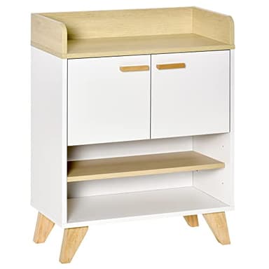 HOMCOM Mobiletto Multiuso con Armadietto e Ripiani Aperti, Mobile da Soggiorno, Cucina, Ufficio in Legno Bianco, 60x30x78cm