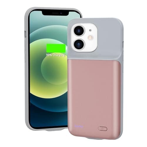 HUOBAO - Custodia/Cover per batteria per iPhone 12/12Pro, capacità elevata 5000 mAh, per iPhone 12/12Pro, custodia di ricarica portatile, ricaricabile, batteria estesa (6,1 pollici) (rosa)