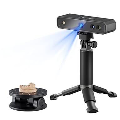 Revopoint Mini Scanner 3D Professionale - Luce Blu - Precisione 0,02 mm - velocità di scansione di 10 FPS 3D Scanner - Scanner 3D Portatile per la Stampante 3D - Dual-Axis-Giradischi-Combo
