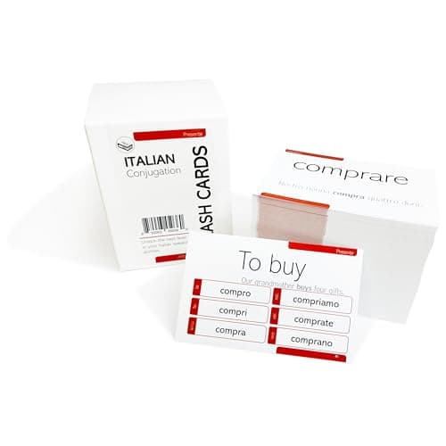 200 Verbo Italiano Coniugazione Presenti Flash Card Tense - Esempi completi in italiano e inglese
