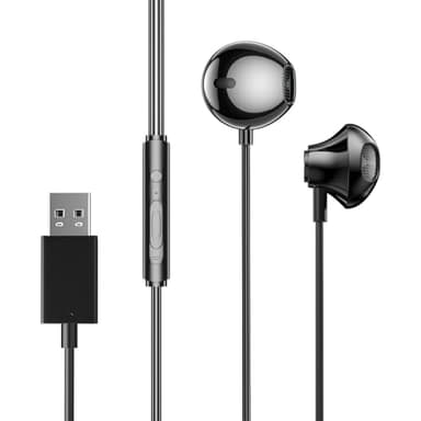 Cuffie In-Ear USB Cuffie da gioco USB con filo con microfono e controllo del volume con cancellazione del rumore per PC Windows Laptop PS4 PS5 Skype Ufficio
