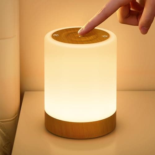 NIWOHOM Lampada da Comodino Senza Fili, Touch Dimmerabile Abat Jour da Comodino con 256 Colori RGB e 5 Modalità, USB Ricaricabile Luce Notturna LED con Funzione Timer per Bambini, Camera da Letto